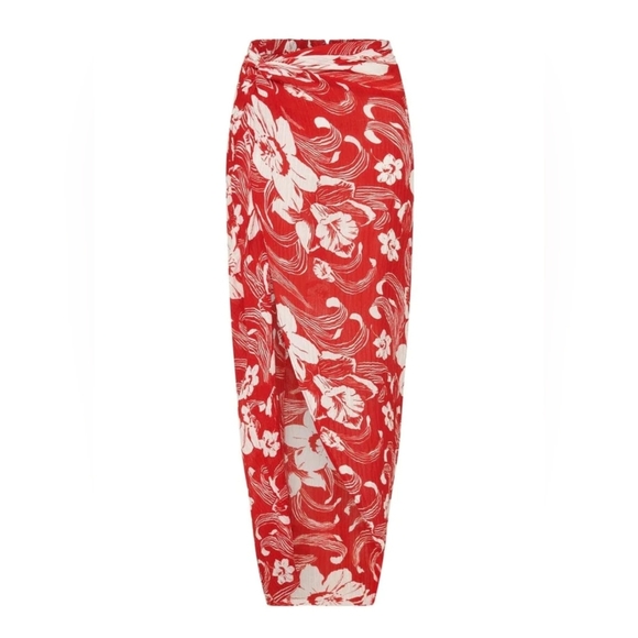 NWT Faithfull the Brand Lulu Maxi Skirt Camara Floral Print Red - Picture 3 of 6